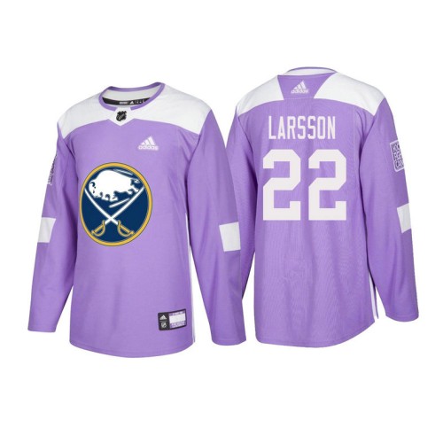 #22 Johan Larsson Purple 2018 Authentic Hockey Fights Cancer Jersey