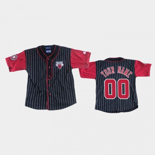 Bulls #00 Custom Vintage Pinstripe Navy Jersey