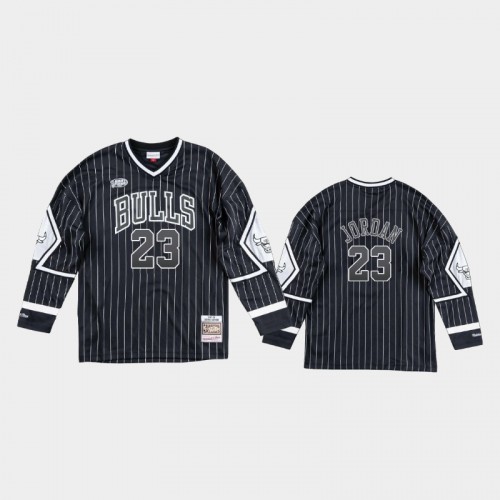 Bulls #23 Michael Jordan 1998 Finals Champs Interpret Hockey Black Jersey