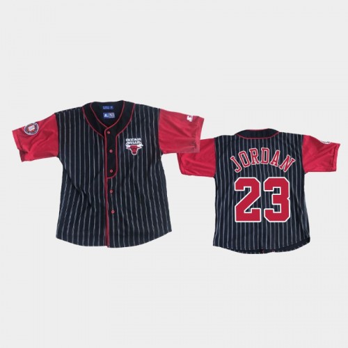 Bulls #23 Michael Jordan Vintage Pinstripe Navy Jersey