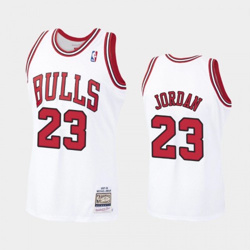 Bulls #23 Michael Jordan 1997-98 Hardwood Classics Authentic White Jersey