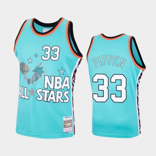 Bulls #33 Scottie Pippen 1996 All-Star Rhinestone Eastern Teal Jersey