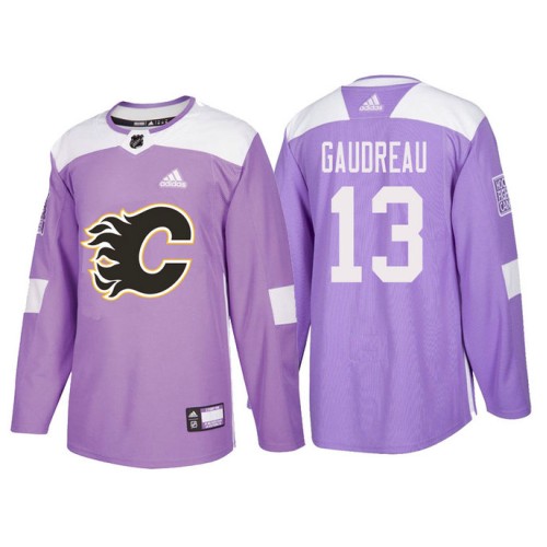 #13 Johnny Gaudreau Purple Hockey Fights Cancer Authentic Jersey