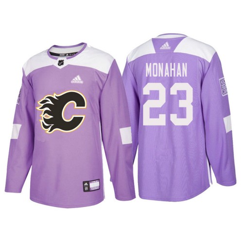 #23 Sean Monahan Purple Hockey Fights Cancer Authentic Jersey
