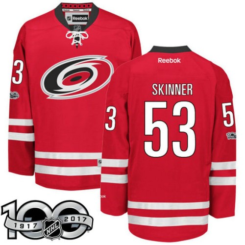 #53 Jeff Skinner Red 2017 Anniversary Patch Player Jersey