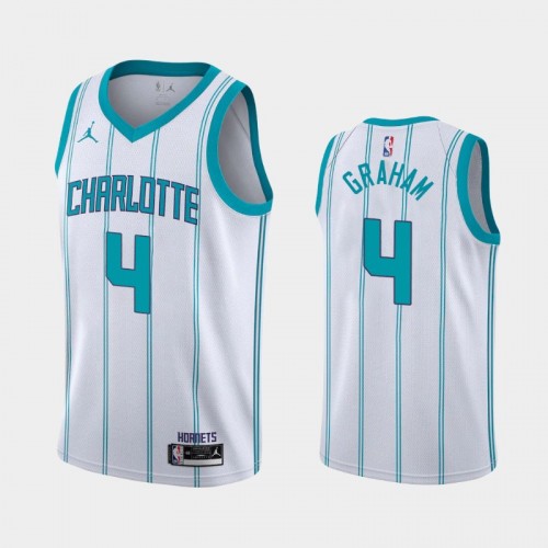 Men's Charlotte Hornets #4 Devonte' Graham 2020-21 Association White Jersey