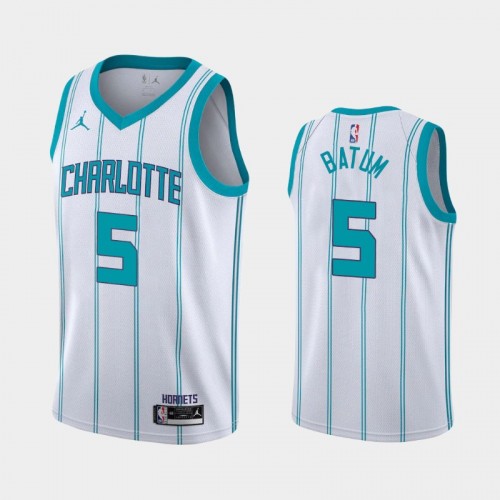 Men's Charlotte Hornets #5 Nicolas Batum 2020-21 Association White Jersey