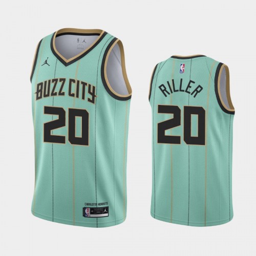 Men's Charlotte Hornets Grant Riller #20 Buzz City 2020 NBA Draft Mint Green Jersey