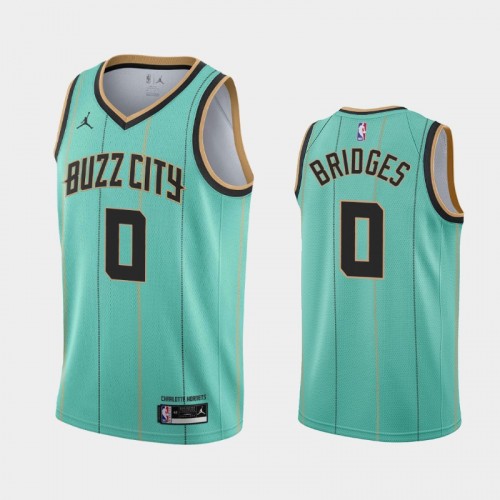 Men's Charlotte Hornets #0 Miles Bridges 2020-21 Buzz City Teal Jersey