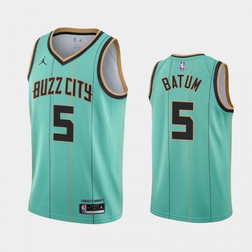 Men's Charlotte Hornets #5 Nicolas Batum 2020-21 Buzz City Teal Jersey