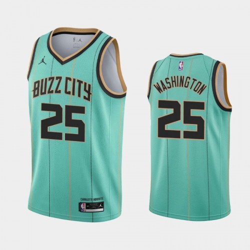 Men's Charlotte Hornets #25 P.J. Washington 2020-21 Buzz City Teal Jersey