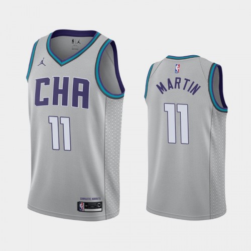 Men's Charlotte Hornets #11 Cody Martin 2019-20 City Finished Gray Jersey