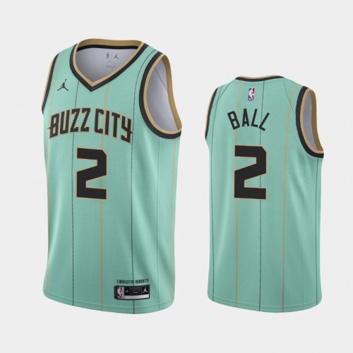 Men's Charlotte Hornets LaMelo Ball #2 City 2020 NBA Draft First Round Pick Mint Green Jersey