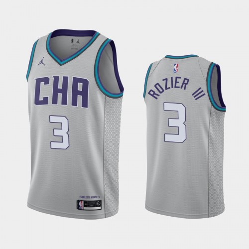 Men's Charlotte Hornets #3 Terry Rozier III 2019-20 City Finished Gray Jersey
