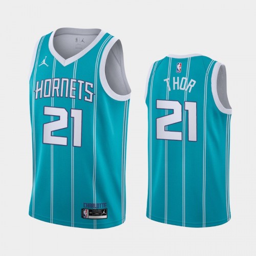 Charlotte Hornets JT Thor Men #21 Icon Edition Teal Jersey