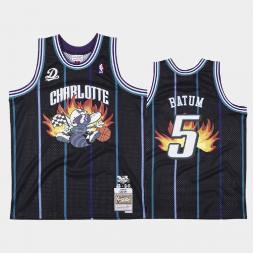 Men's Charlotte Hornets #5 Nicolas Batum Navy Dreamville x BR Remix Jersey