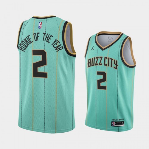 Charlotte Hornets LaMelo Ball Men #2 Rookie of the Year 2021 Mint Green Limited Jersey