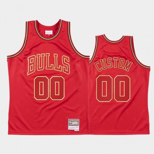 Men's Chicago Bulls #00 Custom Red 2020 Chinese New Year Hardwood Classics Jersey