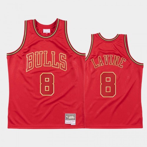 Men's Chicago Bulls #8 Zach LaVine Red 2020 Chinese New Year Hardwood Classics Jersey