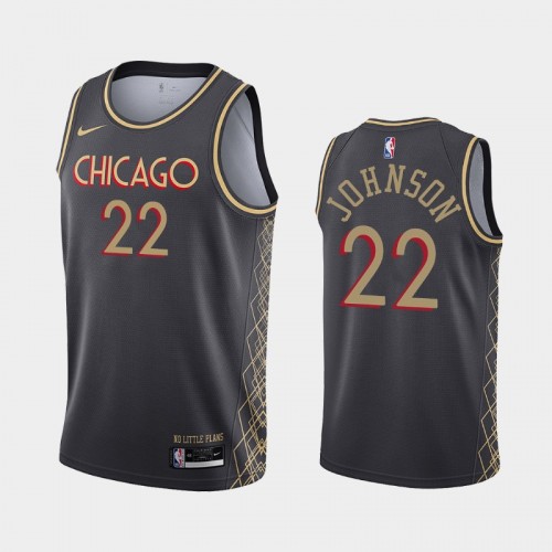 Chicago Bulls Alize Johnson Men #22 City Edition Black Jersey