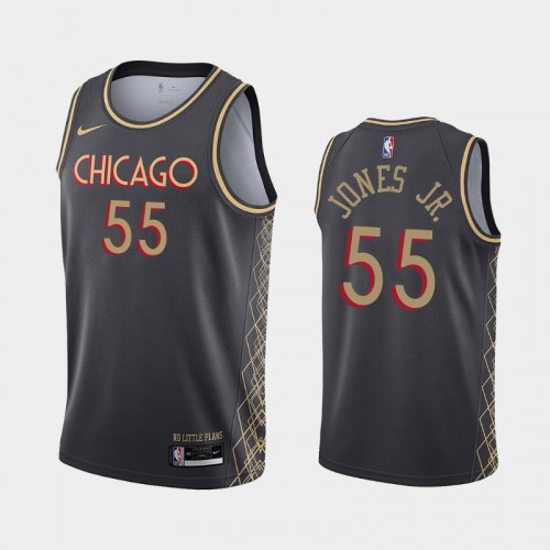 Chicago Bulls Derrick Jones Jr. Men #55 City Edition 2021 Trade Black Jersey