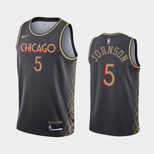 Chicago Bulls Stanley Johnson Men #5 City Edition Black Jersey