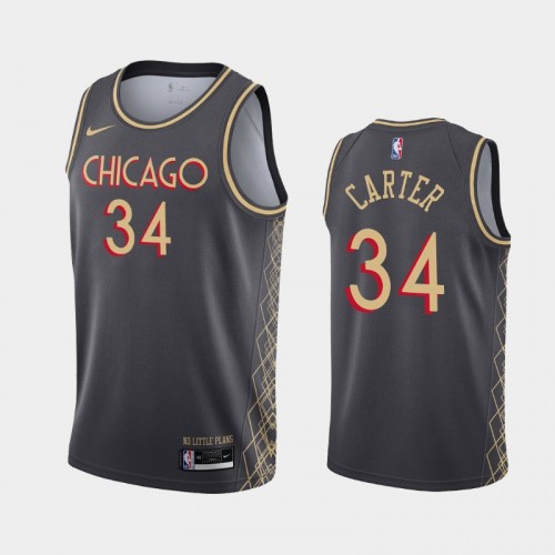 Men's Chicago Bulls #34 Wendell Carter 2020-21 City Black Jersey