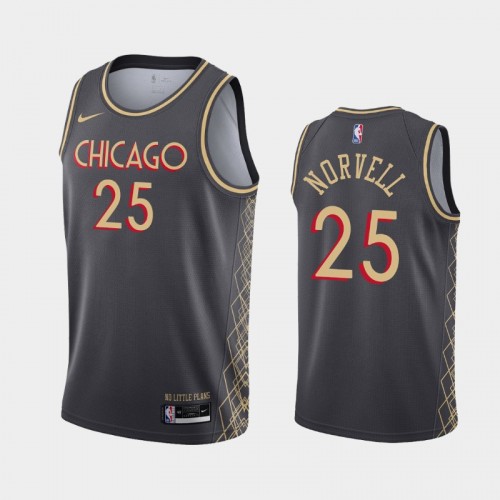 Men's Chicago Bulls #25 Zach Norvell 2020-21 City Black Jersey