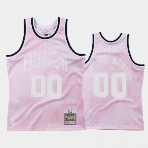 Chicago Bulls #00 Custom Pink 1997-98 Cloudy Skies Jersey - Hardwood Classics