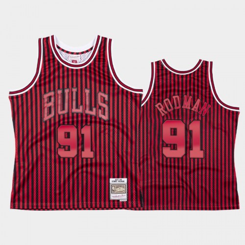 Chicago Bulls #91 Dennis Rodman Striped Red 1997-98 Jersey