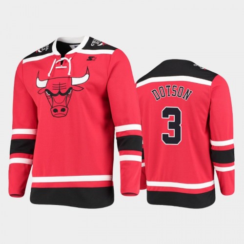 Men's Chicago Bulls #3 Devon Dotson Pointman Hockey Red Fashion Jersey