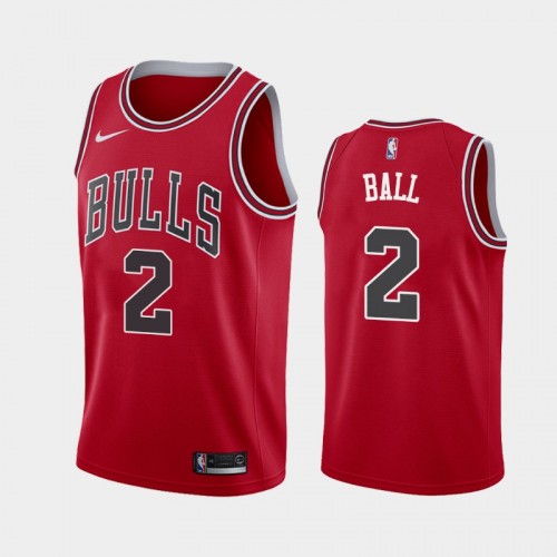 Chicago Bulls Lonzo Ball Men #2 Icon Edition 2021 Trade Red Jersey