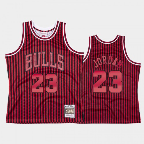 Chicago Bulls #23 Michael Jordan Striped Red 1997-98 Jersey