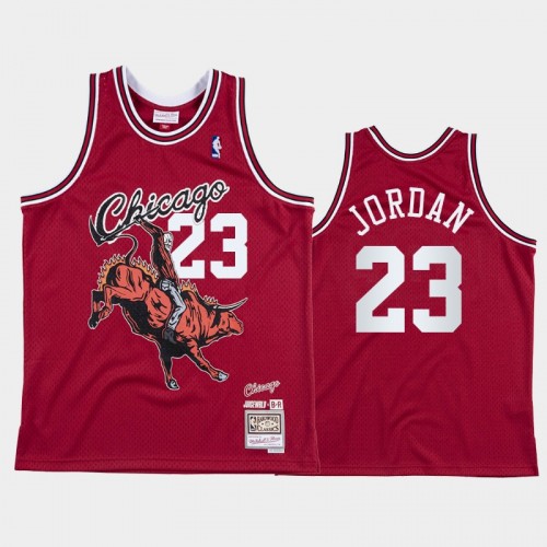 Men's Chicago Bulls #23 Michael Jordan Red Juice Wrld x BR Remix Jersey