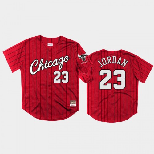 Chicago Bulls Michael Jordan Men #23 Neon World Red HWC Mesh Baseball Jersey