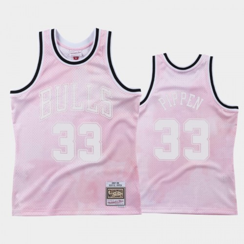 Chicago Bulls #33 Scottie Pippen Pink 1997-98 Cloudy Skies Jersey - Hardwood Classics