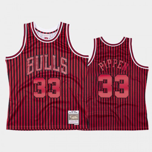 Chicago Bulls #33 Scottie Pippen Striped Red 1997-98 Jersey