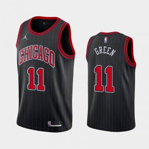 Men's Chicago Bulls Javonte Green #11 2021 Statement Black Jersey