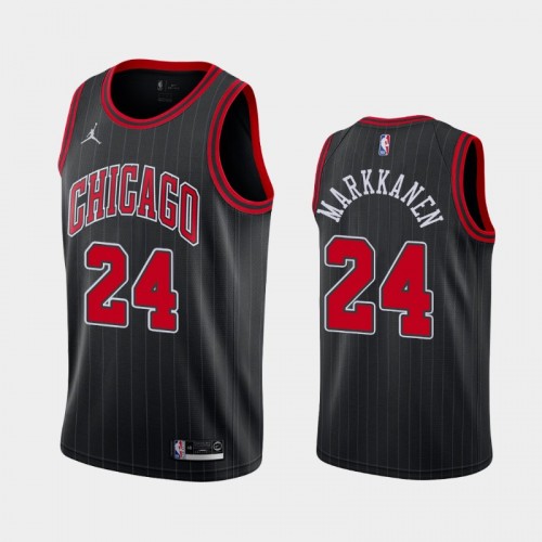 Men's Chicago Bulls #24 Lauri Markkanen 2020-21 Statement Black Jersey