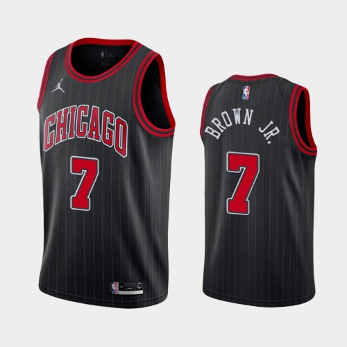 Men's Chicago Bulls Troy Brown Jr. #7 2021 Statement Black Jersey