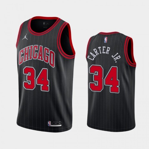 Men's Chicago Bulls #34 Wendell Carter Jr. 2020-21 Statement Black Jersey