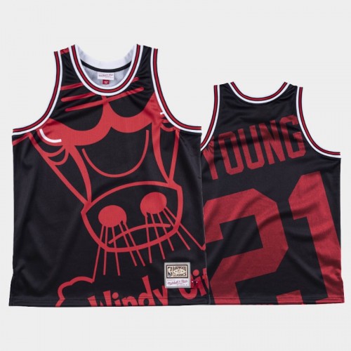 Chicago Bulls #21 Thaddeus Young Black Big Face Jersey - HWC