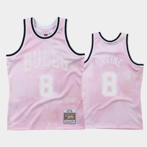 Chicago Bulls #8 Zach LaVine Pink 1997-98 Cloudy Skies Jersey - Hardwood Classics