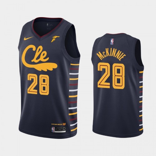 Men's Cleveland Cavaliers #28 Alfonzo McKinnie 2019-20 City Navy 50th Season Jersey