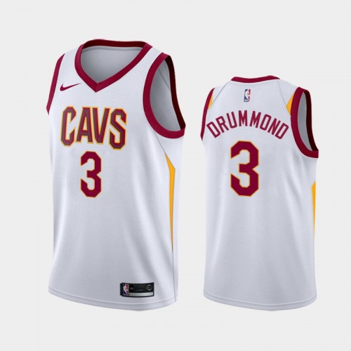 Men's Cleveland Cavaliers #3 Andre Drummond 2019-20 Association White Jersey