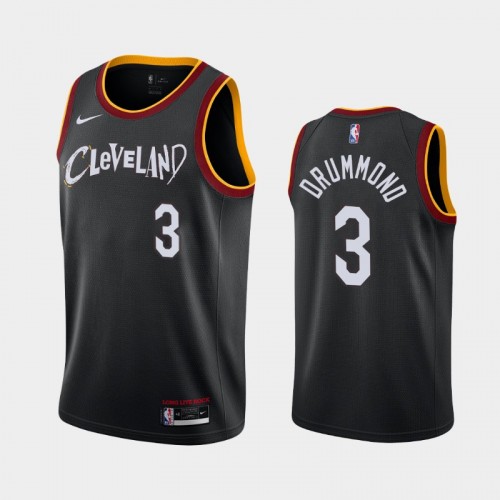 Men's Cleveland Cavaliers #3 Andre Drummond 2020-21 City Black Jersey