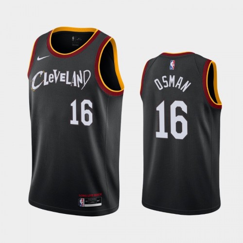 Men's Cleveland Cavaliers #16 Cedi Osman 2020-21 City Black Jersey