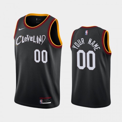 Men's Cleveland Cavaliers #00 Custom 2020-21 City Black Jersey