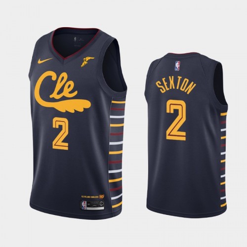 Men's Cleveland Cavaliers #2 Collin Sexton 2019-20 City Navy 50th Season Jersey