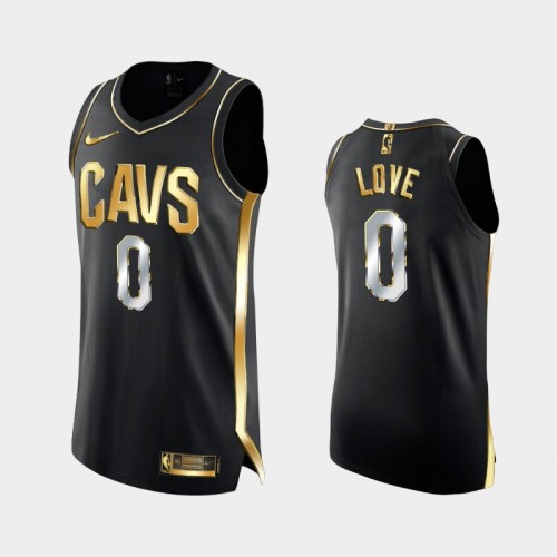 Men's Cleveland Cavaliers #0 Kevin Love Black Golden Authentic Limited Jersey